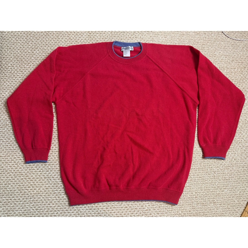 Bullock & Jones Red Extra Fine Baby Wool Sweater Made in Italy XL RaglaN coastal